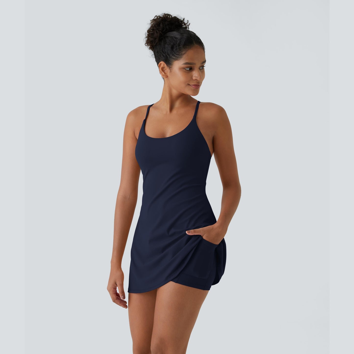 Summer Specials - Backless 2-in-1 Flare Workout Dress With Shorts Underneath