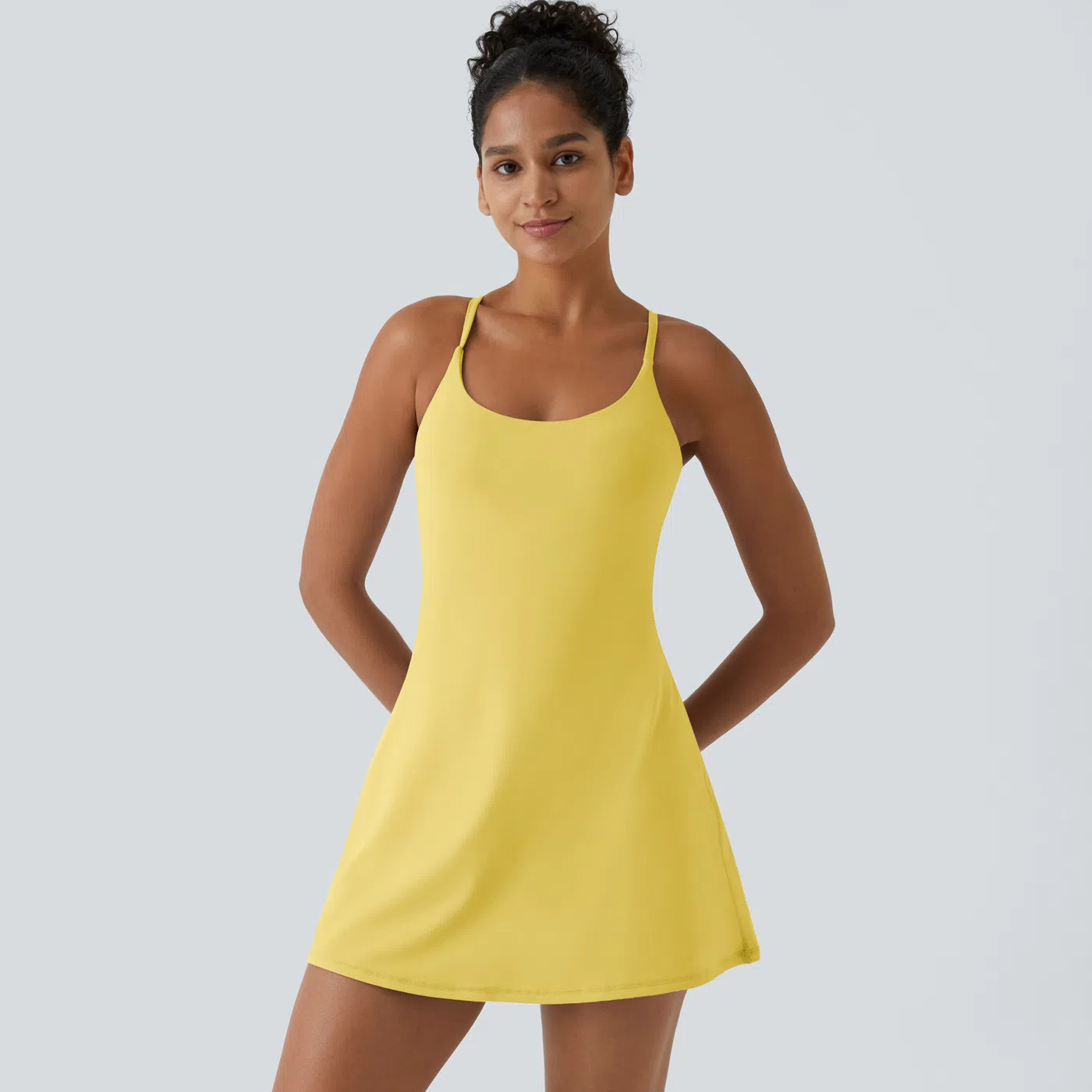Summer Specials - Backless 2-in-1 Flare Workout Dress With Shorts Underneath